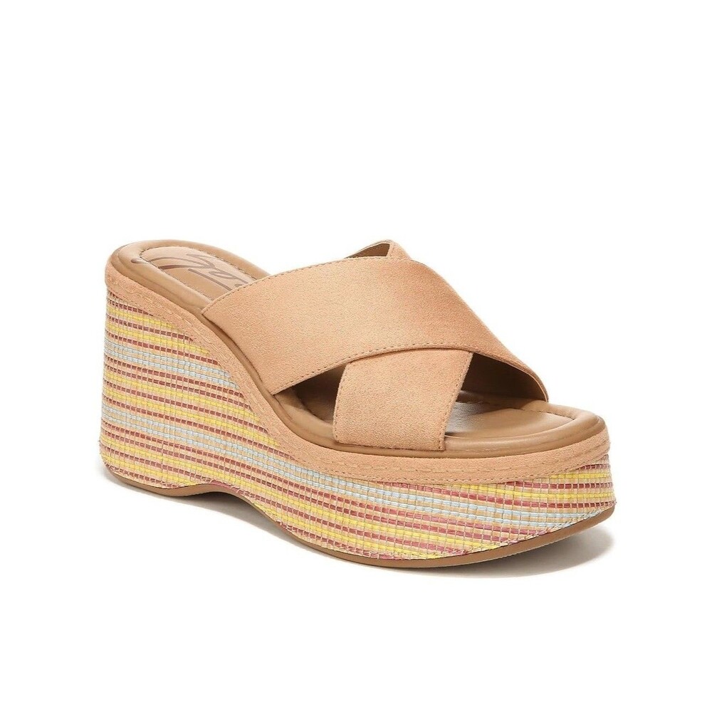 Zodiac 7.5 M Camel Multi Nessa Platform Wedge Heel Sandals NIB MQ7